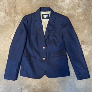 J. Crew Wool Blend Navy Blue Blazer with Gold Buttons - Size 6